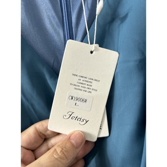 Foteisy Women's Romper Shorts Size‎ L Ruffle Front Adjustable Strap Teal Lined - Picture 6 of 16